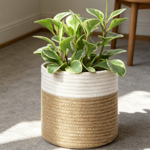 Small Cotton Rope Coiled Basket for 17 cm Planter