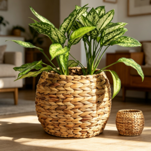 Handwoven Hyacinth Planter Basket for Small Plants